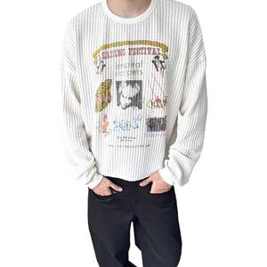 <span class=keywords><strong>T</strong></span>-<span class=keywords><strong>shirt</strong></span> da <span class=keywords><strong>uomo</strong></span> a maniche lunghe in maglia waffle casual, personalizzata, stampata, pesante, taglio cropped e boxy, <span class=keywords><strong>termica</strong></span>, per la produzione di <span class=keywords><strong>t</strong></span>-<span class=keywords><strong>shirt</strong></span> - Product Image 2