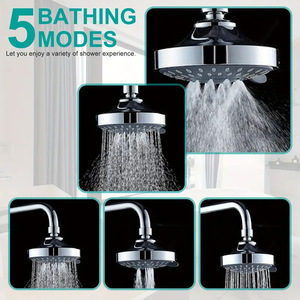 Pommeau de douche Royal Stan 12 cm argenté, fixation murale avec cinq niveaux de pression d'eau réglables pour salles de bain et hôtels - Product Image 3