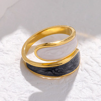 Bague en Acier Personnalisable pour Femme, Ouverte, Réglable, en Acier Inoxydable, Large avec Finition Goutte d'Huile