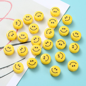 Cuentas Acrílicas Planas con Cara <span class=keywords><strong>Sonriente</strong></span> en Amarillo, de 6, 8, 10, 12, 14 y 16 mm, para la Fabricación de Pulseras y Collares - Product Image 4
