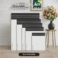Enveloppe d'expédition jetable biodégradable et compostable en polyéthylène noir 3 mil, personnalisée, marque YY