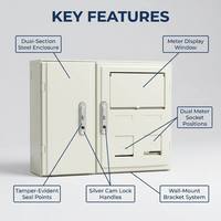 Boîtier de Compteur Électrique à Double Section Wanbo-199, IP30, Fenêtre PC Anti-Effraction, Disposition Personnalisée, OEM Disponible