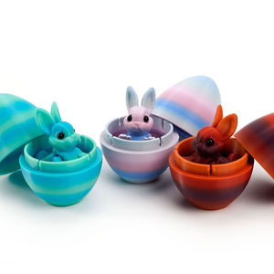 Juguete de Conejo de Pascua Impreso en 3D Personalizado, Figura de Conejo Móvil, Huevo Sorpresa Colorido de Pascua para Niños, Colección - Product Image 3