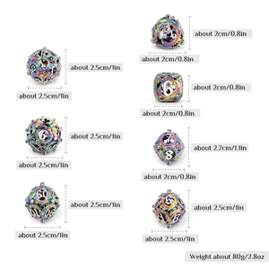 Juego de dados de Metal de dragón redondo colorido de 7 piezas, juego de dados huecos de varios lados adecuado para juegos de mesa RPG de rol y juegos de cartas - Product Image 4