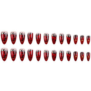 Meilleures ventes : <span class=keywords><strong>Faux</strong></span> <span class=keywords><strong>ongles</strong></span> réutilisables à presser, motif fleur rouge, marque privée, en stock, <span class=keywords><strong>prix</strong></span> <span class=keywords><strong>de</strong></span> gros usine, application sur les doigts - Product Image 4