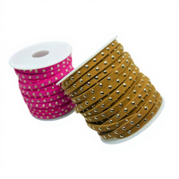 Vente en gros de rivets semi-ronds en velours coréen coloré de 5 mm, à une rangée, pour accessoires vestimentaires et composants de bijoux DIY