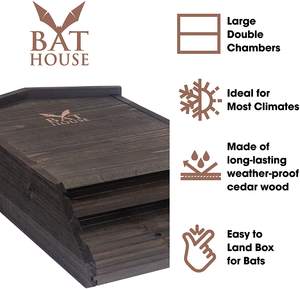 Nichoir à chauves-souris en bois artisanal pour <span class=keywords><strong>l</strong></span>'extérieur - Grand abri à chauves-souris à double compartiment, facile à installer pour les chauves-souris - Product Image 6
