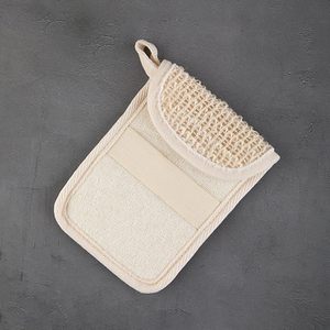 Grosir kustom Logo Natural Sisal tas sabun Mesh Flip Cover gaya mode kemasan badan <span class=keywords><strong>Velcro</strong></span> sikat mandi spons scrubber - Product Image 5