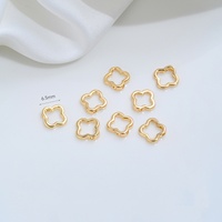 Anneau de connexion à extrémité fermée en cuivre plaqué or 14K, motif feuille de graminée en forme de nuage, fil dissimulé, fait main, pour bracelet et collier DIY