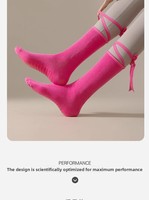 Chaussettes de yoga antidérapantes en silicone à semelle intégrale pour femmes adultes, avec sangle croisée, en coton, pour Pilates, Barre et entraînement fitness