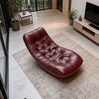 Fauteuil de salon en cuir bordeaux moderne et luxueux, canapé paresseux, fauteuil inclinable au sol pour salon, chambre à coucher, meubles d'appoint