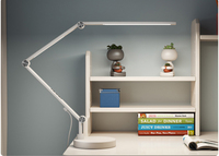 Lampe de bureau LED électrique en aluminium à bras articulé flexible et réglable, design moderne et simple, double source lumineuse, lampe à pince, protection oculaire, sans scintillement