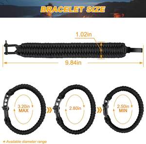 Pulsera táctica Paracord para supervivencia Conexión de grillete tipo U de acero inoxidable para Camping y senderismo Aventura - Product Image 4