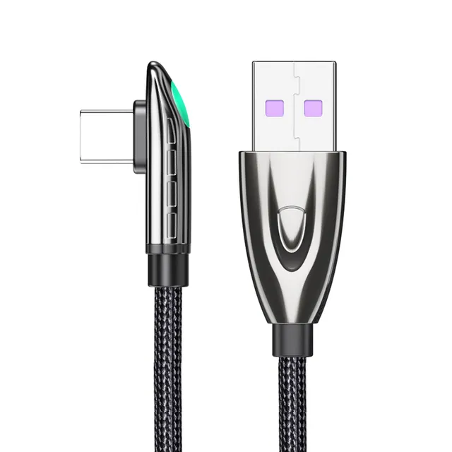Essager 6A 66W USB Type C Cable For Huawei Mate 40 Pro Samsung LED 5A Fast Charging USB-C USBC Charger 90 Degree Cable Data Cord