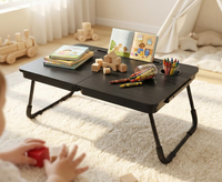 Table de lit pliable avec porte-gobelet et plateau noir |   Bureau de lit pour ordinateur portable, pliable et portable, facile à ranger, sans assemblage