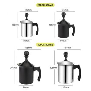 เครื่องตีฟองนมแบบมือถือโลหะ 200/400 ซีซี ความจุ 800/400 มล. พร้อมตะแกรงกรองสองชั้น สำหรับทำกาแฟ - Product Image 2