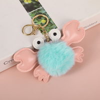 Porte-clés en peluche avec pompon, boule de crabe, boule de fourrure, boule de peluche