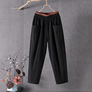 Vente <span class=keywords><strong>en</strong></span> gros <span class=keywords><strong>en</strong></span> usine Offre Spéciale pantalons grande taille pour femmes pantalons décontractés <span class=keywords><strong>en</strong></span> coton et <span class=keywords><strong>lin</strong></span> de couleur unie pour femmes - Product Image 5