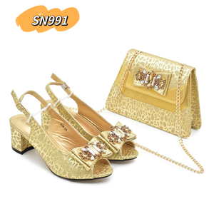 2024 Design italien violet femmes mode africaine strass beau bout ouvert talons épais <span class=keywords><strong>sandales</strong></span> chaussures et sac ensemble fête - Product Image 5