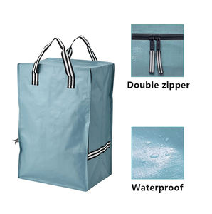 Large zipper storage <b>bag</b> custom size heavy-duty <b>polypropylene</b> woven with adjustable travel handle - Product Image 4