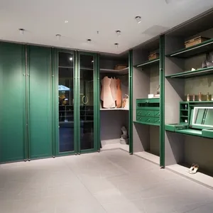 Cabina armadio verde a forma di L armadio con trucco