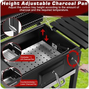 Barbacoa <span class=keywords><strong>de</strong></span> Carbón Portátil <span class=keywords><strong>para</strong></span> Patio con <span class=keywords><strong>Mesa</strong></span> Lateral Plegable, Ahumador Grande <span class=keywords><strong>para</strong></span> Jardín - Product Image 4