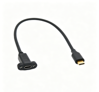 Cable de Datos USB 3.1 con Función Completa, Chapado en Oro, Tipo C Macho a USB Tipo C Hembra, Montaje en Panel