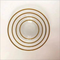 Assiette de présentation de luxe pour mariage, 13 pouces, transparente avec bordure dorée, vaisselle en verre personnalisée pour la décoration d'événements