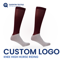 Chaussettes d'équitation unisexes personnalisées Quentin avec logo, chaussettes d'équitation à hauteur du genou, marque privée ODM, tricot jacquard, séchage rapide
