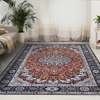 Tapis de sol fin en velours polyester style bohème, à poils ras, pour salon, avec envers en plastique, résistant à l'usure, facile à réparer, grand format