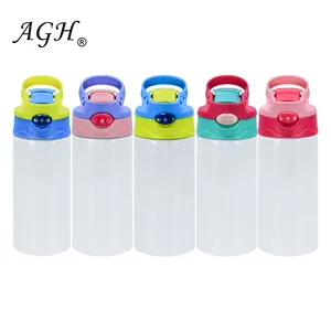 USA Warehouse 12oz Stainless Steel Straight Portable Flip Top Kids Sublimation Tumbler Baby Water Bottle With Straw
