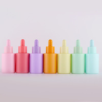 30ml Macaron-Flasche mit Flachschulter aus Glas für Ätherische Öle, Mattierte Essenz-Flasche, Original-Flüssigkeitsspender, Farbige Zylinderflasche