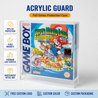 Étui de présentation en acrylique pour Game Boy rétro avec couvercle magnétique et protection UV pour Super Mario Land 6 Golden Goins, vente en gros, logo personnalisé