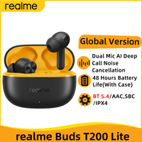 Realme Buds T200 Lite, écouteurs intra-auriculaires avec indicateur de batterie LED, réduction de bruit ENC 5.4, étanchéité IPX4, contrôle tactile, amplification des basses, AAC/SBC