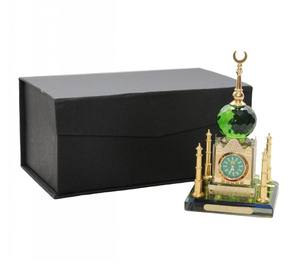Modelo de la Kaaba de Cristal con Diseño Islámico y Torre del Reloj, Set de Recuerdo Decorativo Musulmán - Product Image 3