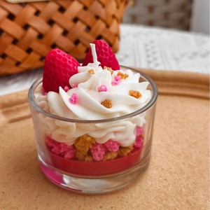 Glass <b>Cup</b> Dessert Scented Candle Simulation Cream Fruit Cake Handmade Home Decor Souvenir Gift - Product Image 5