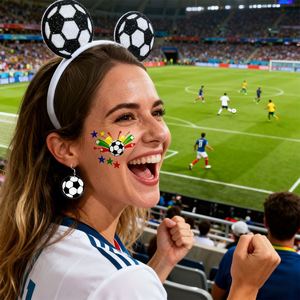 2026 para Artículos de Aficionados de EE. UU., Canadá y México: Diadema, Pendientes y Pegatinas de Tatuajes - Set de Tres Piezas para Fútbol Americano y Animación - Product Image 3