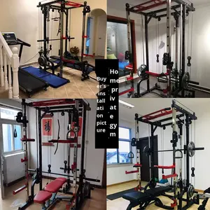 מתקן אימונים רב תכליתי ממתכת לשימוש ביתי מדגם Lx Smith עם מתקן סקוואט, ספסל לחיצה ומתקן למוטות - Product Image 4