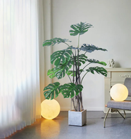 HAIHONG Feuilles de Monsteras Vertes Bonsaï Décoration Extérieure Artificielle Vraie Touche Faux Plastique PE Matériel pour Décorations de Café
