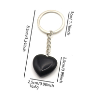 Porte-clés en cristal de pierre précieuse naturelle en forme de cœur pour cadeau de la Saint-Valentin, guérison, amour, protection, énergie, accessoire de sac à bagages de voyage, charme