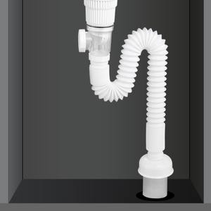 Tuyau de vidange en S durable 17006 cuivre Push-Pull Bounce sans colle pour salle de bain et cuisine Zinc et fer Matériau moderne simple - Product Image 4