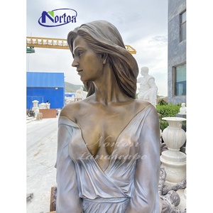 Özel Modern açık hava bahçe dekorasyonu bronz sanat döküm pirinç kadın Lady vücut tutan flüt Metal sanat heykeli heykel - Product Image 2