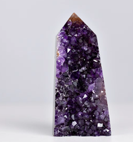 Torre de Cristal de Amatista Natural, Adorno de Cristal Morado, Coleccionable de Escritorio, Decoración para el Hogar