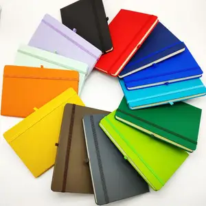 Notebook Multi Warna Populer dengan Line Dot Grid Jurnal Kosong dengan Band Elastis A5 PU Sampul Keras Perencana Buku Harian Notebook