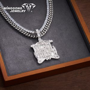 Nuevo Colgante de Moissanita <span class=keywords><strong>SRAE</strong></span> Blanco Personalizado con Cadena, Estilo Hip Hop, Chapado en Oro Blanco sobre Plata de Ley, Joyería Iced Out - Product Image 4