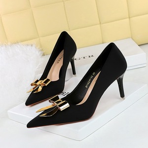 <span class=keywords><strong>BIGTREE</strong></span> Escarpins Femme Tendance Été à Talons Hauts Bout Pointu Nœud Métallique Antidérapants en Soie Plateforme Hauteur Talon 7.5cm Automne - Product Image 2