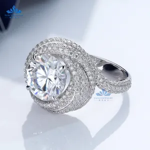 3ct Wholesale Silver Ring White Gold Plated 925sterling Silver Round Brilliant Cut Moissanite Fashion Silver Ring