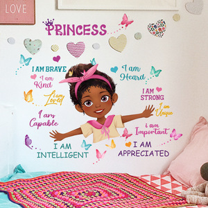 Nuovo design principessa inspirational discorso black girl 3d butterfly decoration adesivi impermeabili decorazione della casa wall <span class=keywords><strong>sticker</strong></span> - Product Image 2