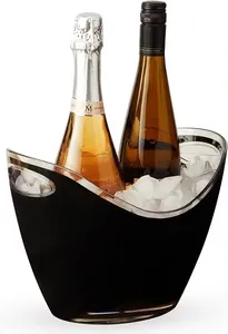 Di alta qualità KTV Bar festa forma ovale Led di lusso lampeggiante vino vodka whisky champagne secchi di plastica acrilica secchiello del ghiaccio
