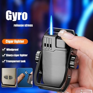 Mecha Gyro moderno torcia a fiamma blu accendino con antivento in metallo taglio sigari per il fumo e BBQ per il Design moderno - Product Image 2